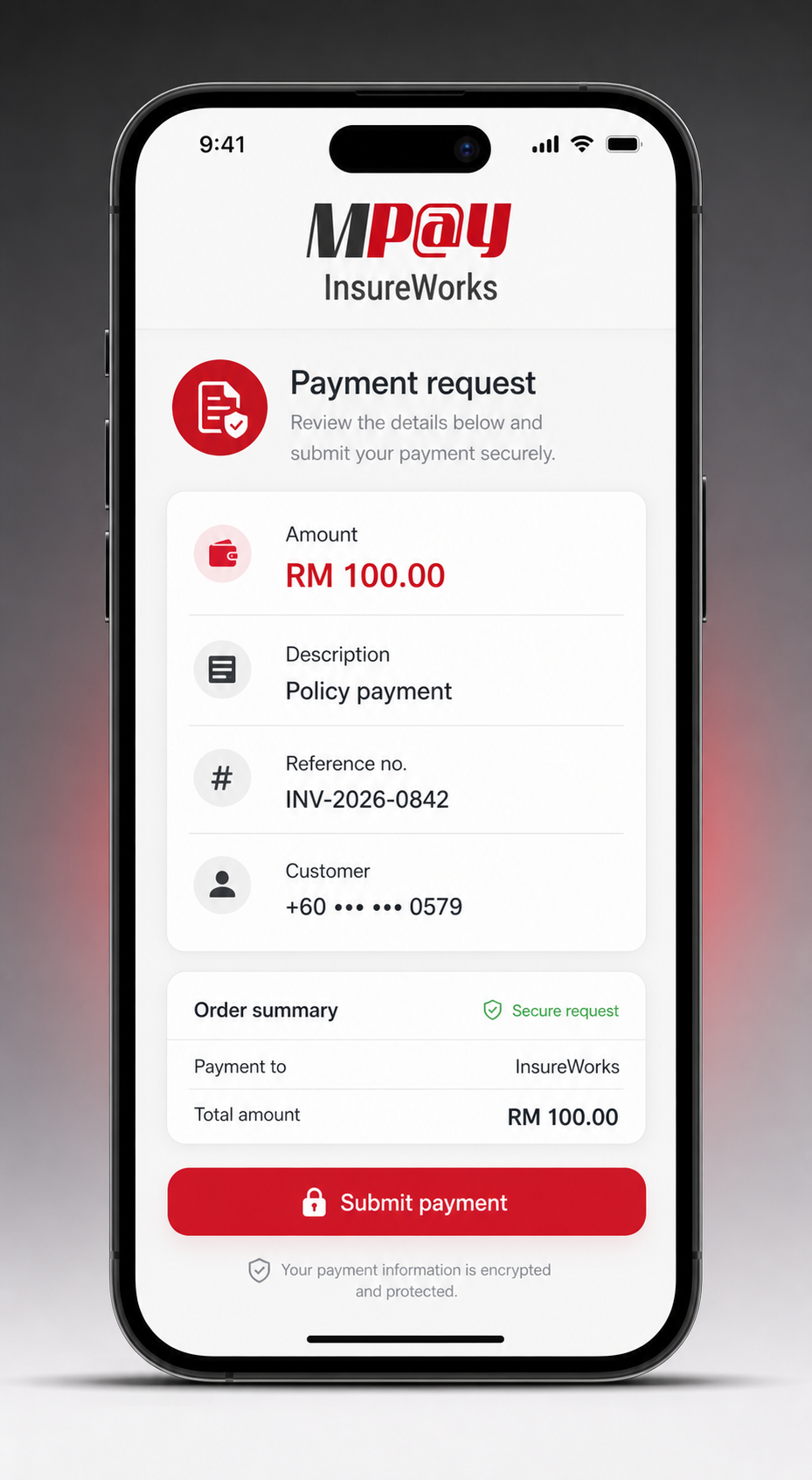 MPay InsureWorks interface